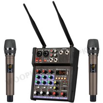 가정용 코인노래방 기계 휴대용 길거리공연 찬양 반주기 부스 woopker 오디오 dj 믹서 4 채널 콘솔 무선 마이크 사운드 믹싱 블루투스 노래방 녹음 스튜디오 테이블, 마이크가 있는 검은색