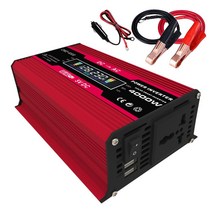 4000W 피크 태양열 자동차 파워 인버터 DC 12V ~ AC 220V 자동차 어댑터 LCD 지능형 디스플레이 AC 아울렛 빨간색, 하나, 보여진 바와 같이