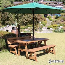 착한테이블 고기가 맛있게 구워지는 바베큐 그릴 포함 한쪽등받이 야외 테이블, 4인 한쪽 등받이 바베큐 도토리 도색