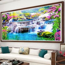 흐르는물 재물운 풍경 사무실 그림 보석십자수 재료, 120X60CM