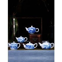 민간예인 산수청화 찻잔 보이차 다기, 04.Teapot