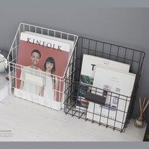 잡지 꽂이 철제 진열대 책 신문 거치대 잡지거치대 인테리어소품 잡지렉 월데코, 브라운
