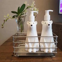 귀여운 곰돌이 북극곰 화이트 아기곰 엄마곰 욕실 주방 세제 샴푸통 물비누 디스펜서 리필 공병 용기, 엄마곰(900ml)