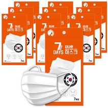 국산 7DAYS 3중 일회용 마스크 대형, 화이트, 7매입x10팩