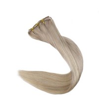 인모 가발 긴머리 깜쪽이 뽀글이 인간의 머리카락 확장에 전체 손질 클립 Balayage Ombre 금발 검은 머리 핀 7pcs 120g 더블 Weft 100% 기계 레미 여성을위, [06] 24 inches, [01] 120g/Set, [13] 18 613
