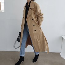 먼데이홀릭 카라 코튼 더블버튼 오버 트렌치코트 2color