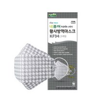 네퓨어 체크 패턴 황사방역 끈조절 대형 마스크[KF94], 5개입, 5개, 그레이