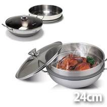 [Su♭] 국내산 키친아트 인덕션겸용 통3중스텐 2단찜냄비24cm 고급짐솥 생선기 스팀 전용 떡기 고기 찜기 찜솥 업소용 _Πj_ea, !기본상품!, Φ본상품Φ