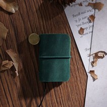 2022 스프링 다이어리 22년다이어리 수제 빈티지 가죽 미니 노트북 귀여운 여행 일정, 4.5x3cm, 짙은 녹색