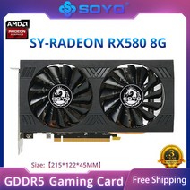 CPU 그래픽카드 데스크탑 SOYO오리지널 Radeon RX580 8G 그래픽 카드 GDDR5 메모리 비디오 게임 PCIE30x16 HDMI DP x 3 컴퓨터 AMD 카드용, 01 Radeon RX580 8G