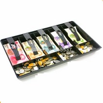지폐계수기 머니 카운터 케이스 하드 저장소 분류 점원 서랍 상자 40.4x24.5cm 현금 트레이 5 구획, 02 Black