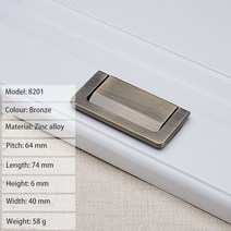 부자재 가구 침대 의자 1Pc 아연 합금 블랙 실버 골드 숨겨진 손잡이 다다미 오픈 마운트 핸들 가구 서랍, 06 8201-64mm Bronze