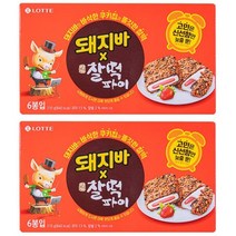 바삭한 초코쿠키칩과 쫄깃한 찰떡의 환상궁합 롯데 돼지바 찰떡파이210g 2개(사탕증정)