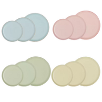 덴비 예쁜 플레이팅 앞접시세트 나눔그릇 샐러드 파스타 디저트 브런치식기 컬러플레이트 3P, 파빌리온(블루)