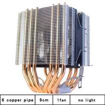 cpu쿨러 저소음 컴퓨터쿨러 공랭쿨러 화이트6 히트 파이프 팬 냉각 4pin led 팬, 팬 1개, 3핀(LGA 인텔 AMD)