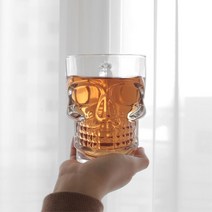 선물용 해골 머리 유리 머그잔 특이한 컵 카페컵 브런치 자스민 홈카페 핫, BIG해골 유리 머그 1P