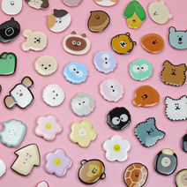 핸드폰그립톡 스마트톡 에폭시 귀여운 캐릭터 곰 플라워 휴대폰거치대, B-018