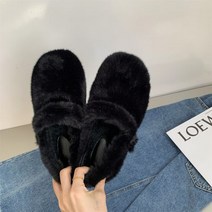 메리 제인 푹신한 코튼 슬리퍼 여성용 겨울 의류 양털 안감 두꺼운 페달 한 개