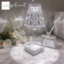 집들이선물 투명 크리스탈 카르텔 조명 LED 무선 조명 충전식 무드등, 삼색광-플러그인 타입-【버튼 스위치】