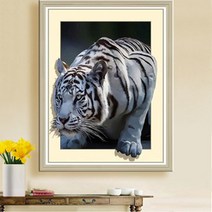 푸아이 3D 보석십자수 백수의 왕 호랑이 DIY 큐빅 비즈 키트 십자수 세트 40*50cm 거실 사무실 집들이 개업선물(사이즈 4종)+행운십자수(30x30)PRW269, 70x90cm