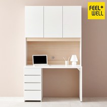 필웰 레트라4단서랍장상부책상세트1200X600 수납형, 화이트서랍:메이플상판 화이트문
