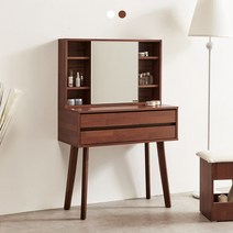 레트로 2단 수납 화장대 800 (수납거울포함) 2colors, 스툴포함, 화이트