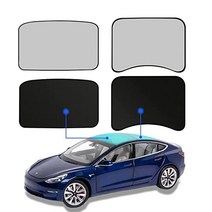 Nestour Tesla Model 3 차양 접이식 메쉬 탑 지붕 차양 및 반으로 덮인 후면 창 선루프 Fit 2016-2020 UV/단열 필름 포함, 2021모델 3