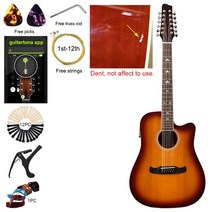 41 인치 어쿠스틱 기타 12 현 포크 고광택 스프루스 우드 탑 매트 마감 EQ 추가 가능, 07 m1-1 Solid dent_01 40 인치