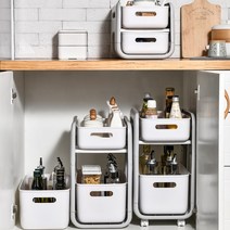 인출식 싱크대하부 수납장 2단 틈새장 주방선반, 높은형