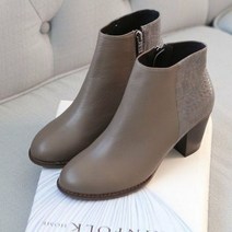 오너클랜 여성 앵클부츠 소가죽 파이톤 앵글부츠 기모 방한구두