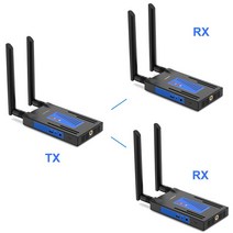 무선 HDMI 송신기 리시버 확장기 스트리밍 오디오 비디오 카메라 DVR 노트북 PC TV 모니터 656F 200m 1x4 1080P, 7.1 TX and 2 RX - with UK Plug