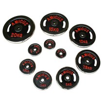 아미쿠스 손잡이 경량도금 바벨원판(홀지름28mm) 1kg ~20kg 무게선택구입 (KG당 3 600원), 1.5kg(낱개1장), 1개