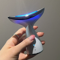 [쓰리몰] 갈바닉 LED 초음파 마사지기 고주파 진동 목 리프팅 얼굴 마사지기 홈케어, 블랙, 1개