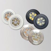 LED 3인치 다운라이트 매입등 회전매입등 MR16 할로겐 각도조절 KC인증 5W, 샤틴&크롬, 전구색(노란빛), 1개