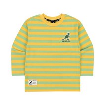 투톤 스트라이프 아플리케 로고 티셔츠 PC 0006 오렌지