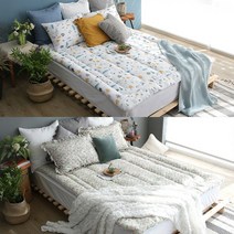 [아망떼] 시어서커 리플 여름 토퍼 Q (4종택1), 사이즈:메르시(Q)