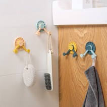 리빙셀렉트 다용도 벽면 부착 회전 후크 걸이 4P, 1개, 옐로우