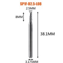 1pc AAAAA 3D CNC 라우터 비트 조각 3.175 /4/6 생크 단일 플루트 밀링 커터 나선형 엔드 밀 목공 알루미늄, SP1F-D2.5-L08