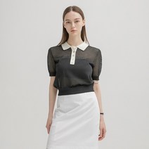 나인 (T-6406)카라 배색 메탈 스카시 니트