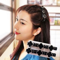 SENDME 네잎클로버 꽃 땋은 머리핀 여아 개성 앞머리 헤어핀 헤어핀 한 단어 사이드 클립으로 머리를 고정하고 달콤하고 귀여운 헤어 액세서리 친구에게 선물 보내기 다섯 꽃잎 플라