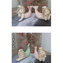 귀여운 도자기 미니 소녀 인어 2p 장식 카페감성 카페, 민트