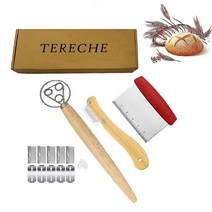 정품 Tereche 빵 만들기 도구 및 용품 - 3개 세트 덴마크 반죽 거품기 벤치 스크레이퍼 스크레이퍼가 있는 후크 간편한 세척 홈메이드 사워도우 피자 페이스트리 쿠키 베이