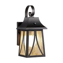 CLOUDY BAY 120V 야외 벽 랜턴 새벽 광전지 외부 베란다 조명 집 LED 필라멘트 전구 기름 문질러 청동 포함, Light Sensor