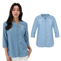PAT 데님 라이크 자수 블라우스 1H42501
