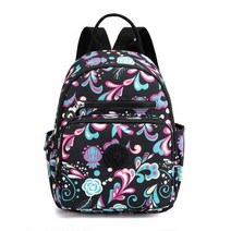 미니 배낭 꽃 인쇄 여성 숄더 가방 학생스타일 방수 나일론 여성 배낭 여성용 지갑, Style 17 backpack