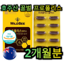 호주 산 꿀 벌 프로폴리스 60캡슐 2개월분 면역 력 항 산화 도움 아연 셀렌 잇몸 염증 치주염 당뇨 예방 영양제 항균 혈액 순환 뼈 건강 직장인 부모님 중년 남성 여성 추천, 60캡슐 (2개월분)