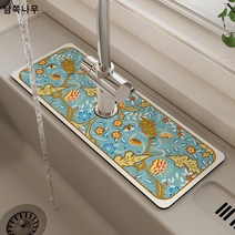 주방 스탠드 손세정대 수도꼭지매트 규조니 소프트매트 물빠짐매트 곰팡이방지 습기방지 미끄럼방지 속건매트, 아침꽃의 밀어, 10*38CM(둥근구멍 지름 5CM)