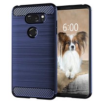 KEEPCA LG V35 ThinQ용 투명 케이스 폰 슬림 얇고 부드러운 스킨 실리콘 TPU 젤 경량 긁힘 방지 충격 보호 커버 V30 2017용 크리스탈 클리어, Brushed Blue