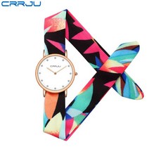 데일리 여성 팔찌 시계 손목 워치 CRRJU-2017 독특한 숙녀 여성 시계 패션 드레스 패브릭 스