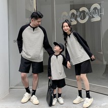 여행룩 가족티 패밀리룩 돌촬영 기념일이벤트룩 스트라이프 나그랑 라운드 긴팔티 남여공용